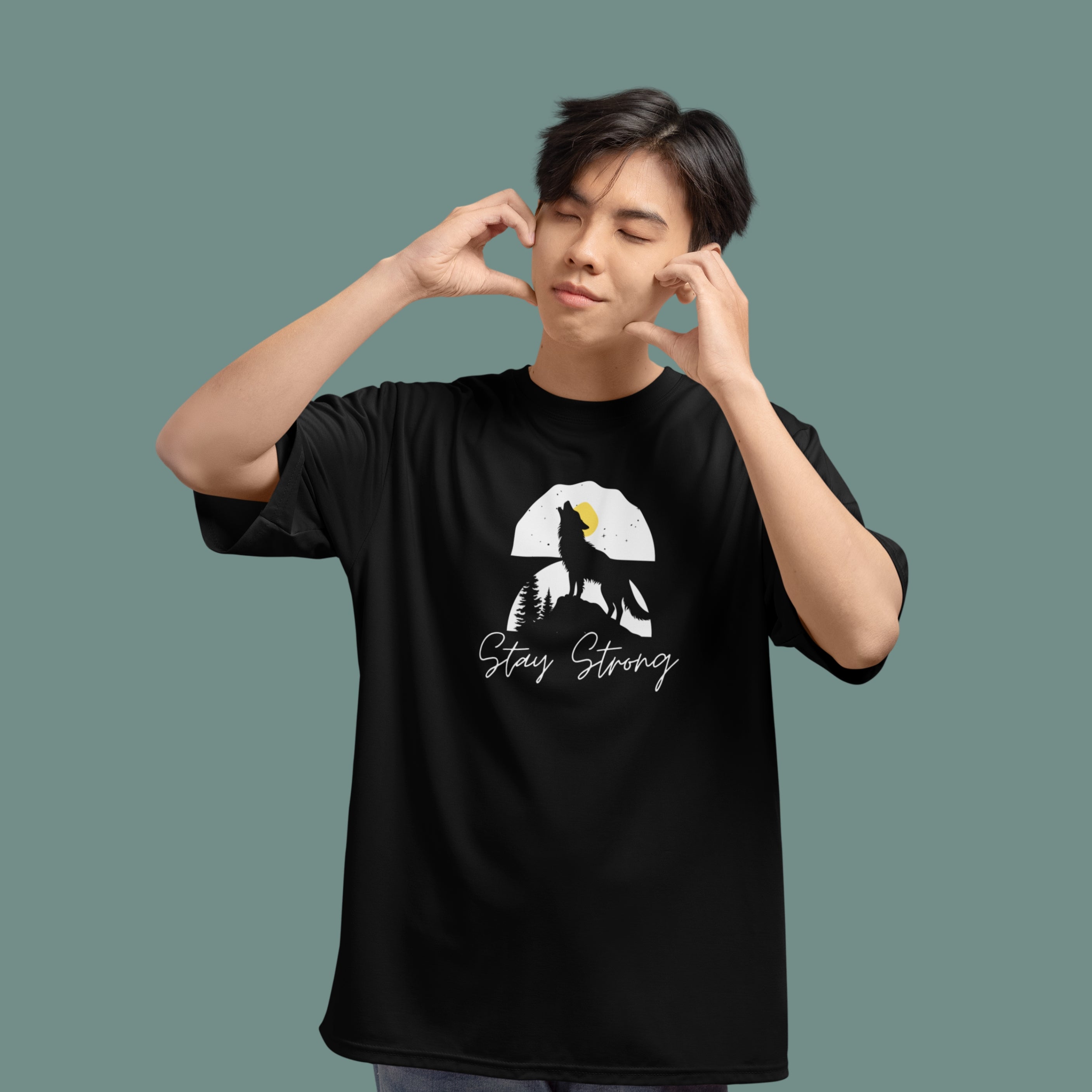 Stay Strong Wolf Oversized Graphic T-Shirt – Graphic Edition