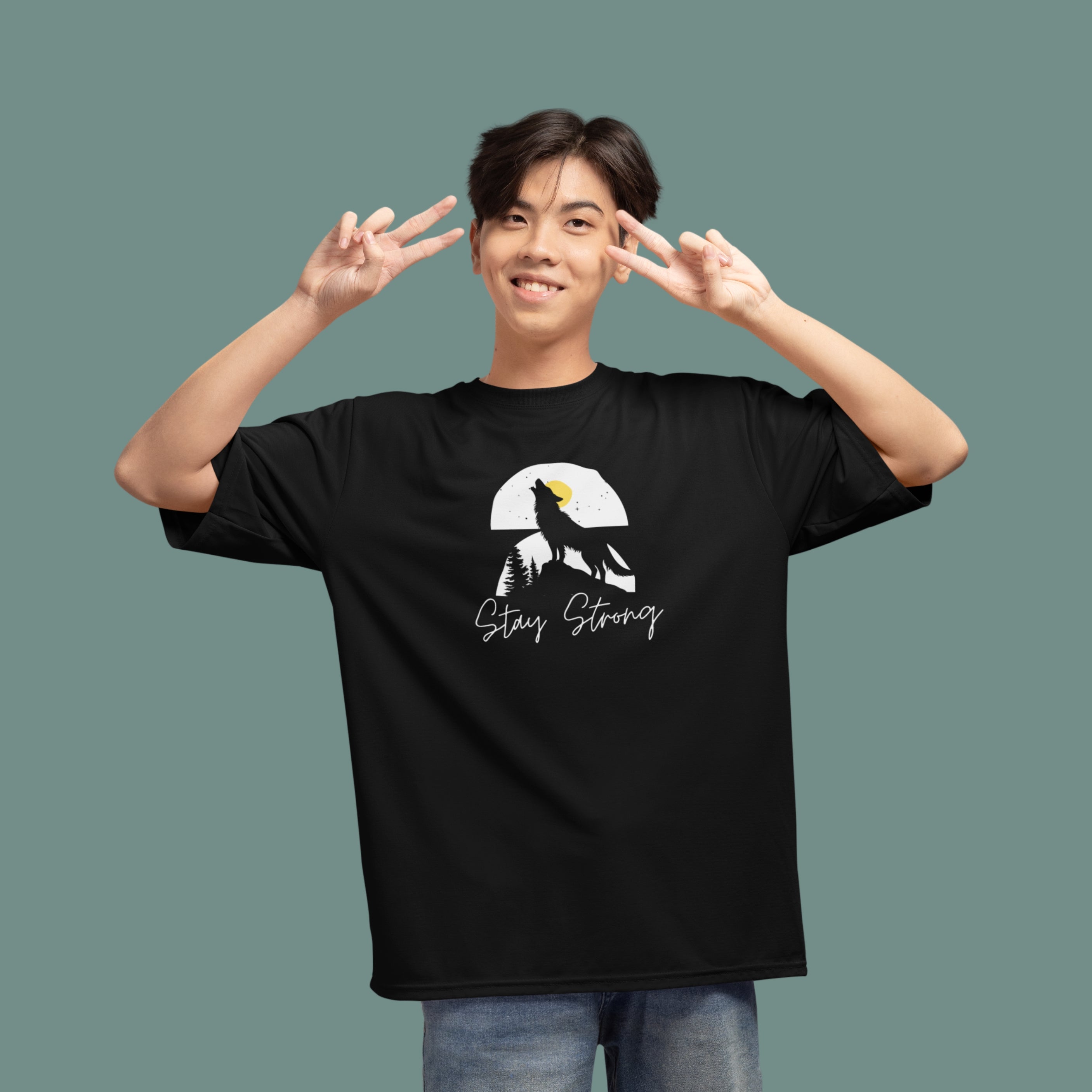 Stay Strong Wolf Oversized Graphic T-Shirt – Graphic Edition