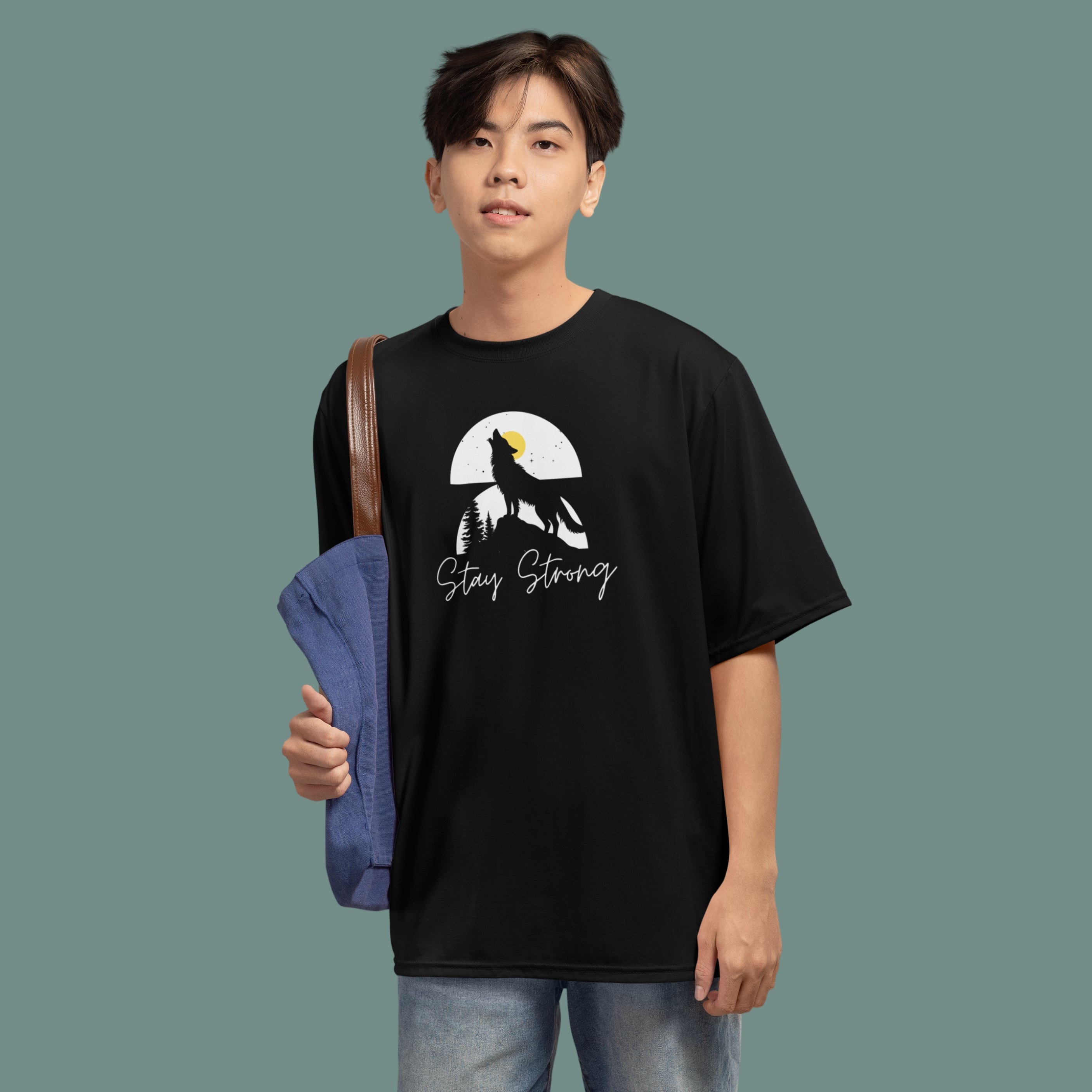 Stay Strong Wolf Oversized Graphic T-Shirt – Graphic Edition
